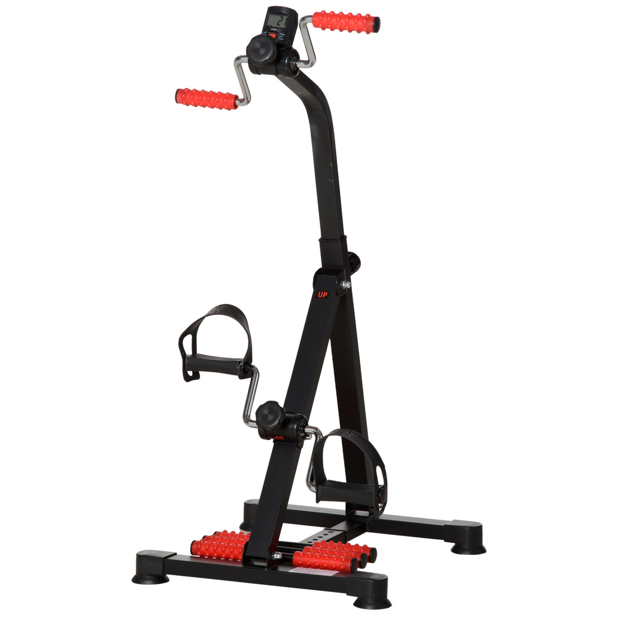 HOMCOM Portable Exercise Bike for Home Pedal Exerciser Height-adjustable 56L x 44- 56W x 75- 97H cm Black and Red 