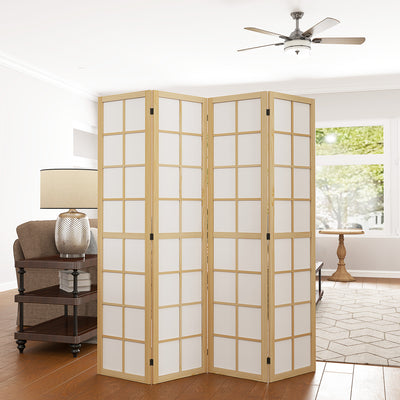 HOMCOM 4 Panel Folding Room Divider, Freestanding Room Separator, Indoor Privacy Screen for Living Room, Bedroom, 160 x 170cm 