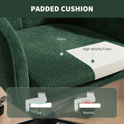 HOMCOM Velvet-Feel Office Chair - Dark Green 