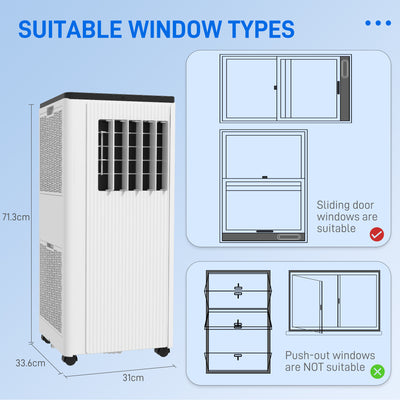 HOMCOM 9,000 BTU App-Controlled Mobile Air Conditioner, 20m\'c2\'b2 Radius - White 