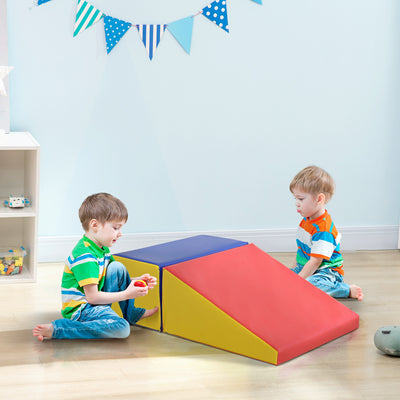 HOMCOM 2-Piece Soft Playset for Toddlers, Climbing, Crawling, For ages 12-36 Months, Red 