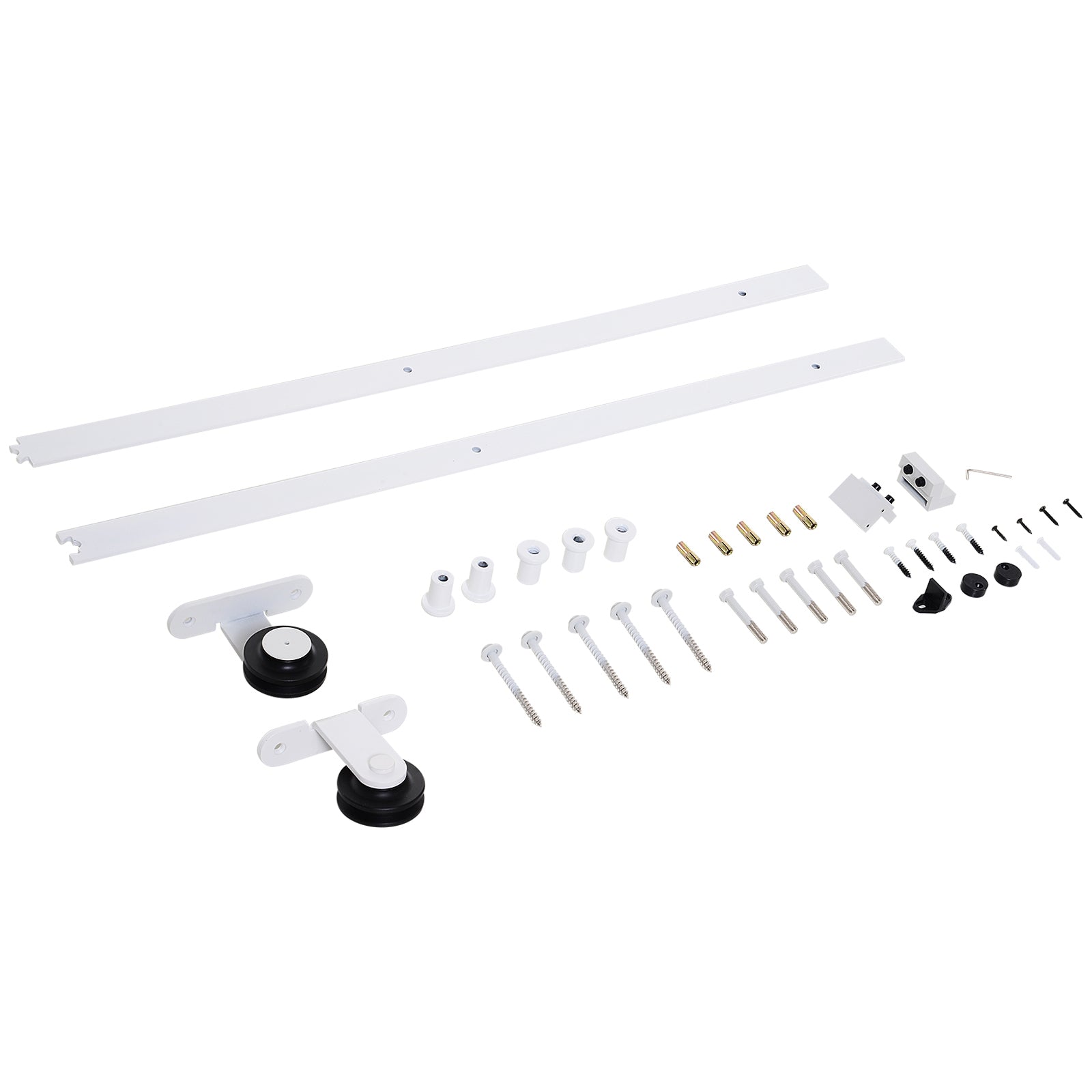 HOMCOM 6FT Rustic Interior Sliding Barn Door Mounting Hardware Kit - White 