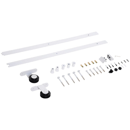 HOMCOM 6FT Rustic Interior Sliding Barn Door Mounting Hardware Kit - White 