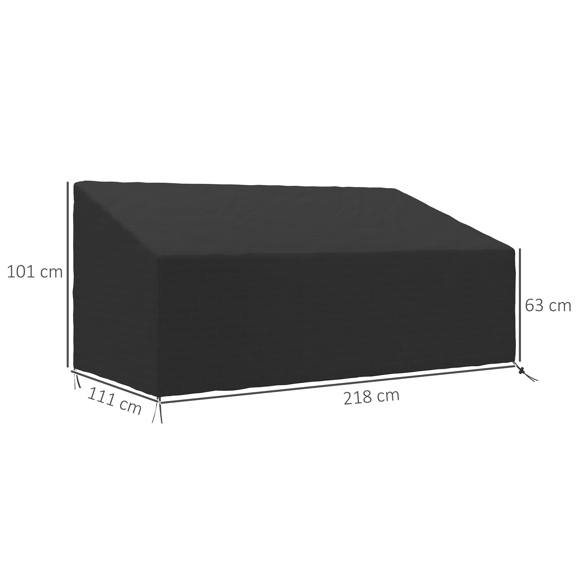 Outsunny 600D Oxford Cloth Furniture Cover, 3 Seater Sofa Protector for Garden Patio, Outdoor, Waterproof, Black, 218 x 111 x 63-101 cm 