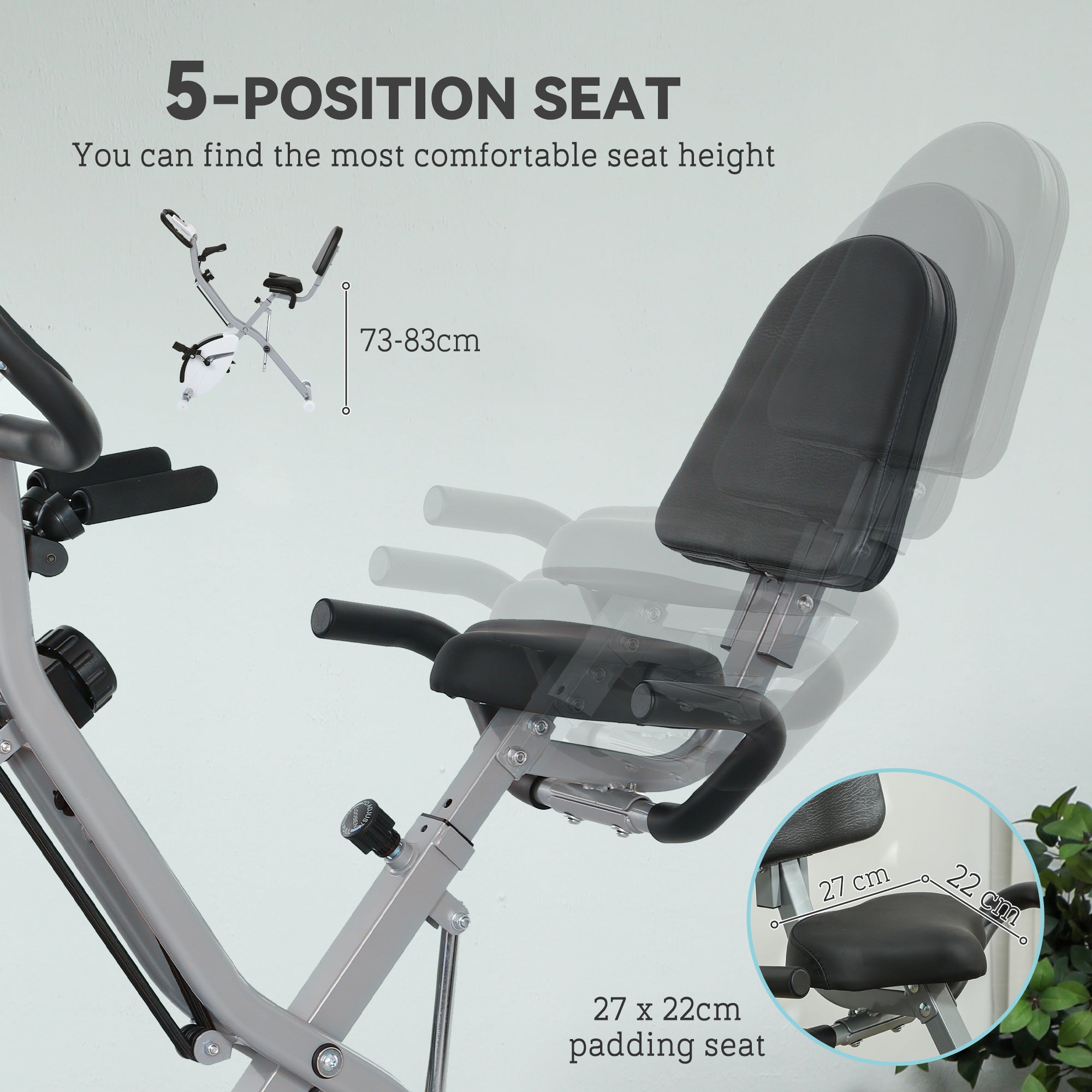 SPORTNOW 5-In-1 Folding Exercise Bike with Arm Workout Bands, Quiet 8-Level Magnetic Resistance Foldable Exercise Bike with LCD, Tablet Holder, Hand Pulse Sensor for Home Use Indoor Cycling, White 