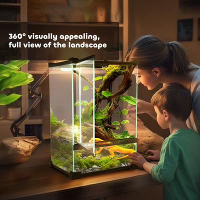 PawHut 12L Vivarium for Lizards, Frogs, Snakes, Turtles, Tortoises w/ Anti-Escape Design, Ventilation 