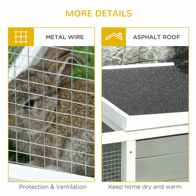 PawHut Rabbit Hutch Guinea Pig Hutch Wooden Small Animal Cage Rabbit Run Duck House with Openable Roof for Indoor Outdoor 115 x 66 x 47.5 cm 
