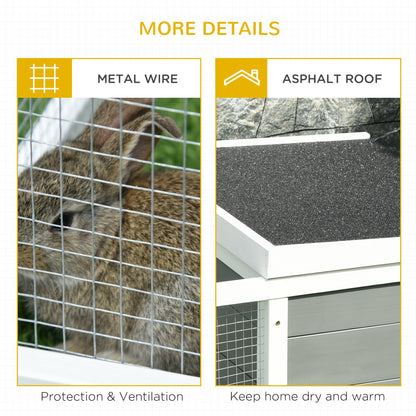 PawHut Rabbit Hutch Guinea Pig Hutch Wooden Small Animal Cage Rabbit Run Duck House with Openable Roof for Indoor Outdoor 115 x 66 x 47.5 cm 