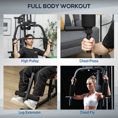 HOMCOM Multifunction Home Gym Machine, with 45kg Weight Stacks, for Strength Training 