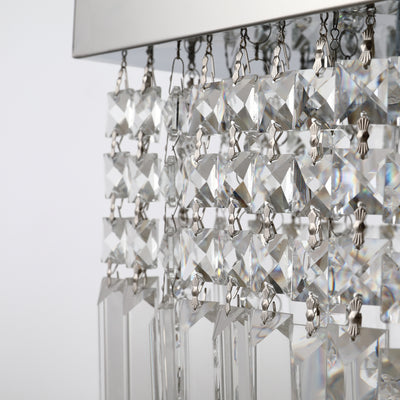 HOMCOM Modern Crystal Ceiling Light Square Crystal Chandelier for Living Room, Dining Room, Hall, E14 Base, Silver, 80 x 25 x 23cm 