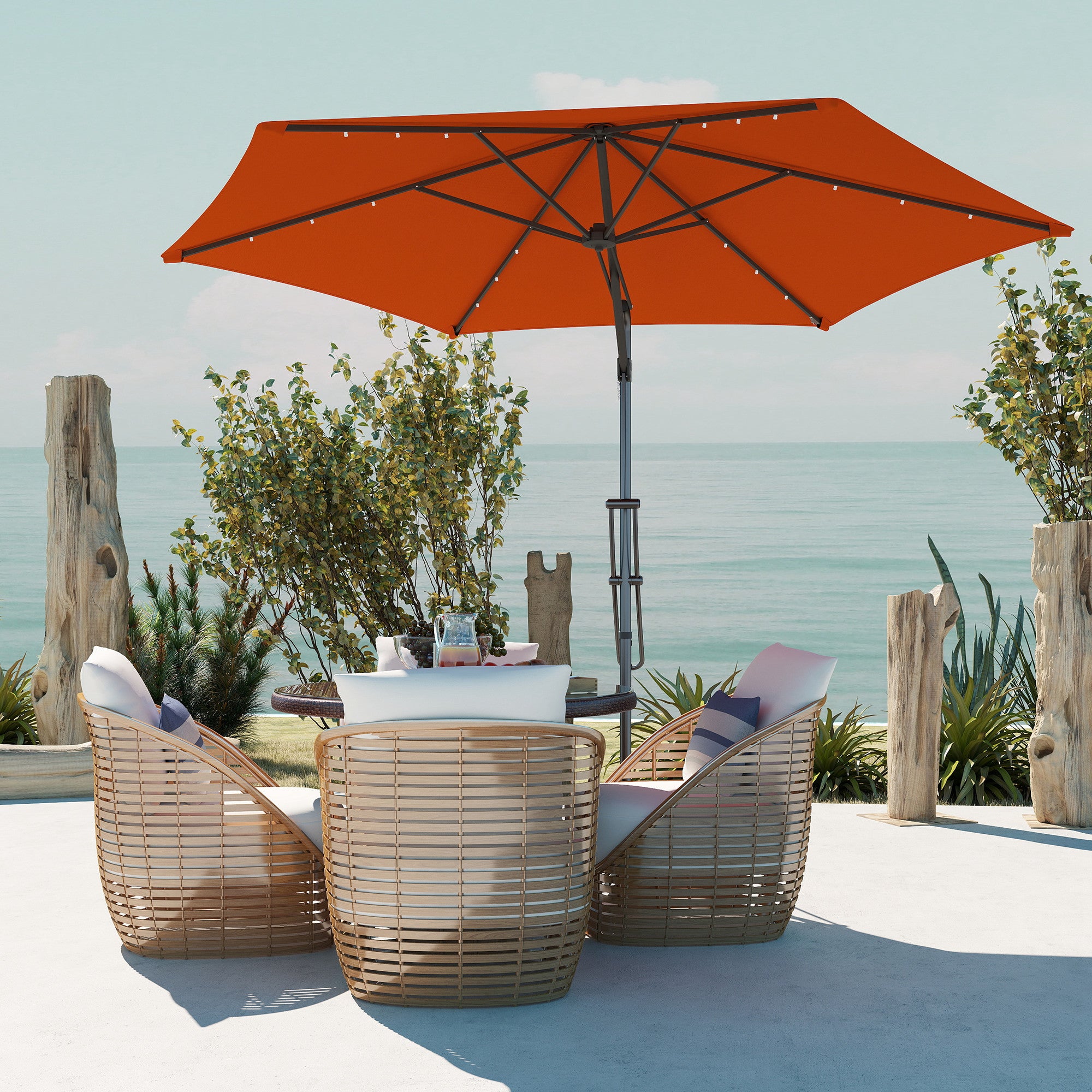 Outsunny 3(m) Solar LED Cantilever Parasol - Orange