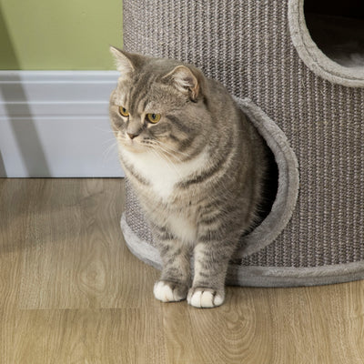 PawHut Cat Climbing Frame, Covered with Sisal, Cosy Platform - Light Grey 