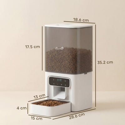 PawHut Programmable Automatic Cat Feeder with Timer Up to 6 Meals Per Day, 10s Voice Recorder, Portion Control 