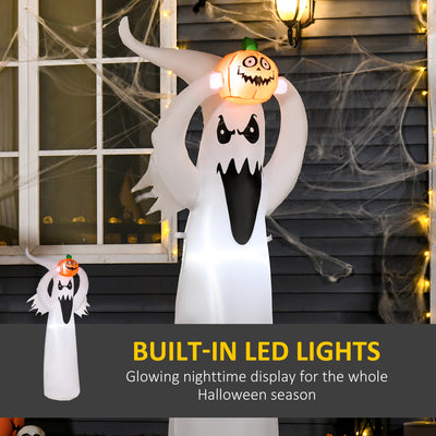 HOMCOM 6FT 1.8m LED Halloween Inflatable Decoration Floating Ghost & Pumpkin Party Outdoors Yard Lawn 