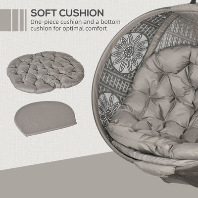 Outsunny Round Egg Basket Chair, with Steel Stand, Sand 