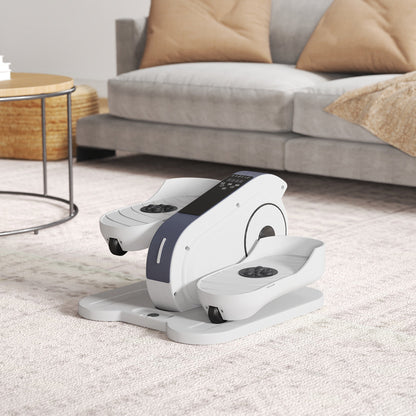 SPORTNOW Under Desk Elliptical Machine, Seated Pedal Exerciser, Mini Elliptical Trainer with LCD Monitor, Remote Control and 10 Adjustable Speed, Quiet & Portable for Seniors, White 