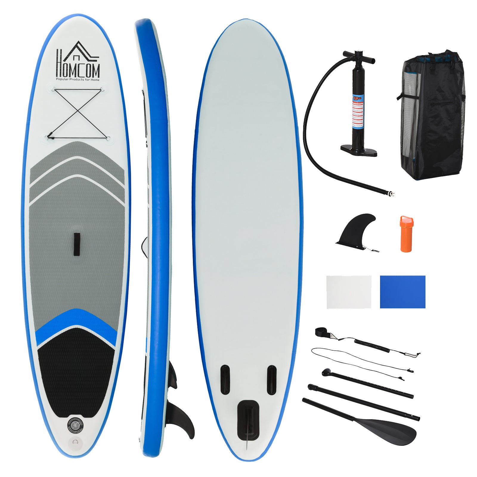 HOMCOM Stand Up Paddle Board SUP Accessory Carry Bag Adj Paddle Pump Leash Inflatable Paddle Board 