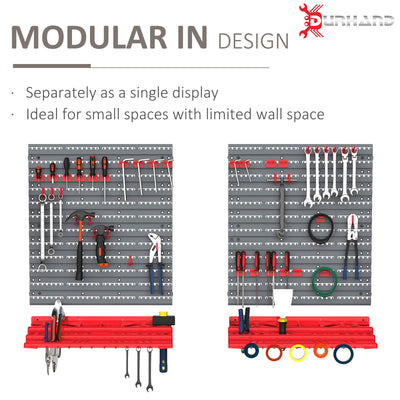 DURHAND 54 Pcs On-Wall Tool Equipment Holding Pegboard Home DIY Garage Organiser DIY w/ 50 Pegs 2 Shelves 
