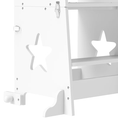 AIYAPLAY 2-in-1 Toddler Step Stool with Safety Rail for Kitchen, Bathroom, White 