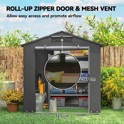 Outsunny 6 x 4 ft Outdoor Garden Storage Shed, Waterproof Bike Tent with Vent and Roll-Up Zipper Door 