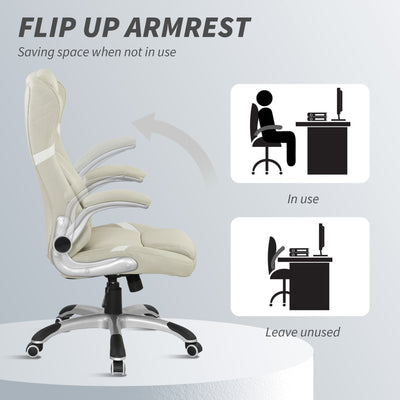 Vinsetto Linen-Look Office Chair, with Adjustable Height and Tension - Beige 