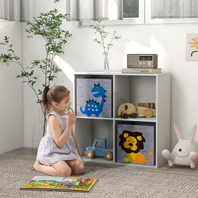 ZONEKIZ Kids Toy Box with Two Non-Woven Fabric Drawers, 61.8 x 29.9 x 61.8cm - White 