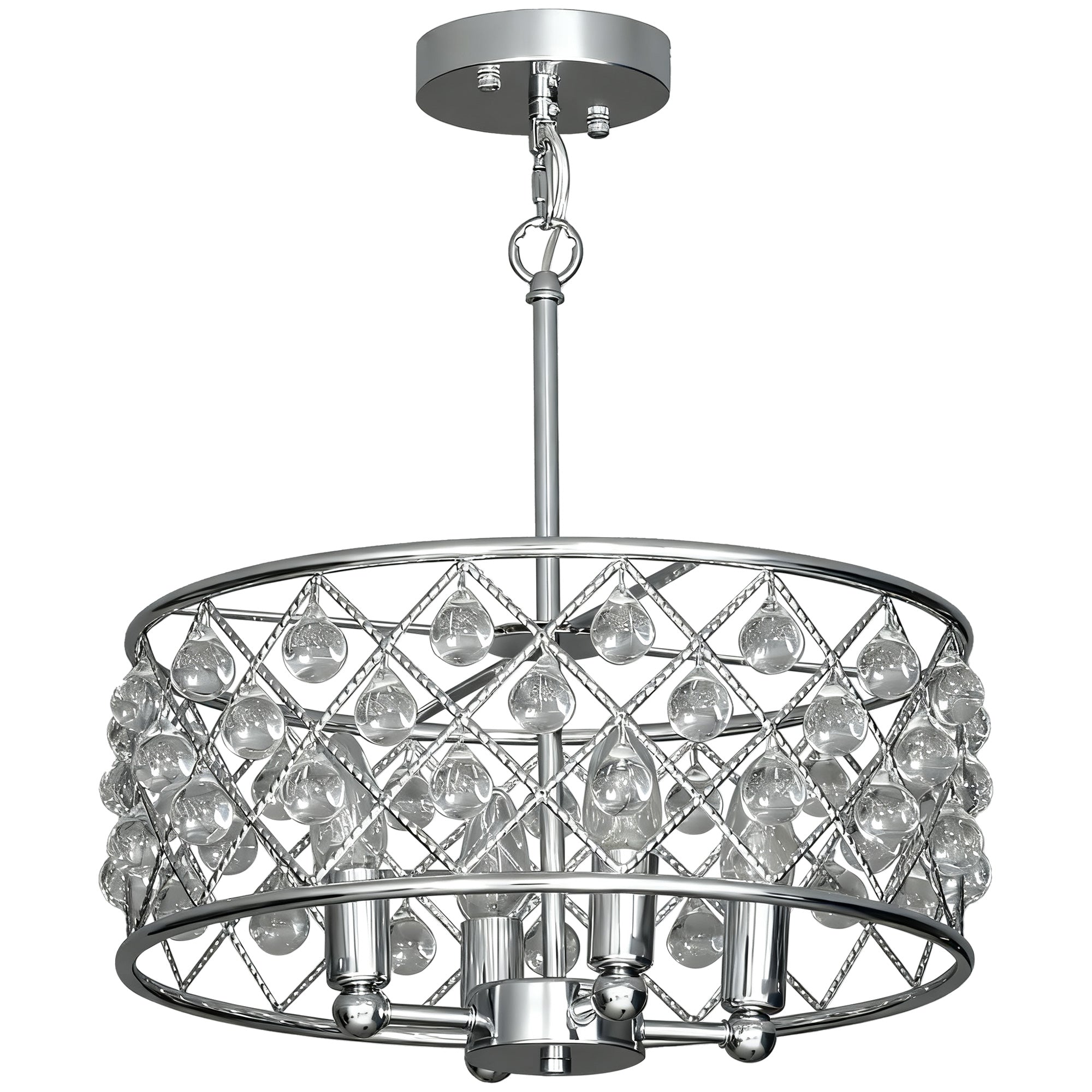 HOMCOM 51 Crystallite Four-Bulb Chandelier - Silver-Tone 