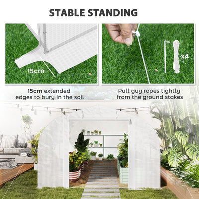 Outsunny 4 x 3(m) Walk-In Tunnel Greenhouse, with Accessories - White 