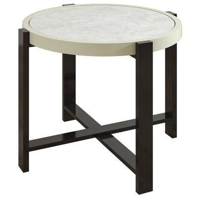 Outsunny Round Small Garden Table, 60cm Outdoor Side Table with Faux Marble Tempered Glass Top, Aluminium Frame for Garden, Patio, Balcony, Light Grey 