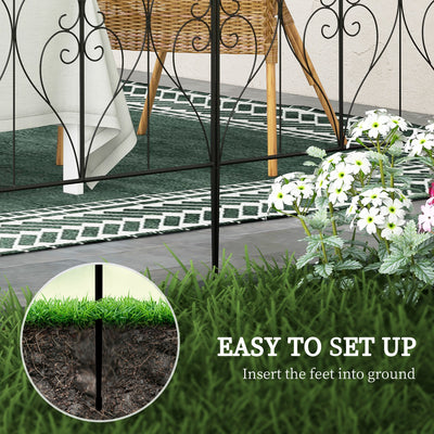 Outsunny Set of Five Decorative Heart Metal Fence Panels - Black 