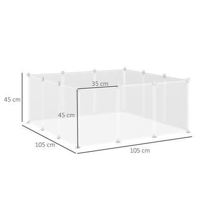 PawHut Pet Playpen DIY Small Animal Cage Open Enclosure Portable Plastic Fence 12 Panels for Hedgehog Bunny Chinchilla Guinea Pig White 