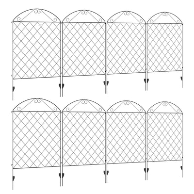 Outsunny Decorative Garden Fencing, 43in x 23ft Outdoor Picket Fence Panels, 8PCs Rustproof Metal Wire Landscape Flower Bed Border Edging Animal Barrier, Black 