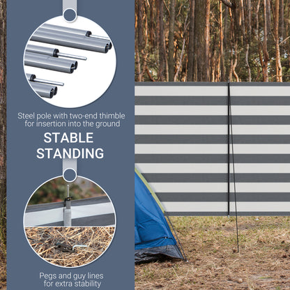 Outsunny 5 Pole Camping Windbreaks, Beach Wind Shield Shelter with Carry Bag and Steel Poles, Outdoor Caravan Privacy Shield, 540cm x 150cm, Grey and White 