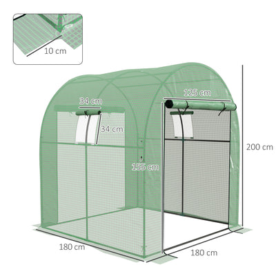 Outsunny 180 x 180cm Walk-In Polytunnel Greenhouse - Green 
