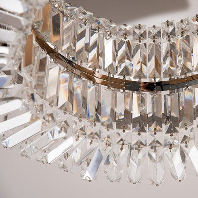 HOMCOM Crystal Ceiling Lights Set of 2, Modern Flush Chandeliers with Stainless Steel Base, Pendant Lights for Living Room Bedroom Dining Room, Silver Tone 