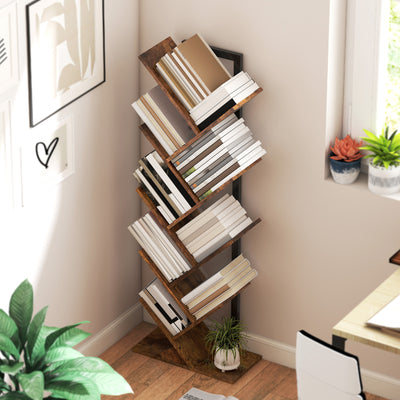 HOMCOM Eight-Section Tree Bookcase - Wood-Effect 