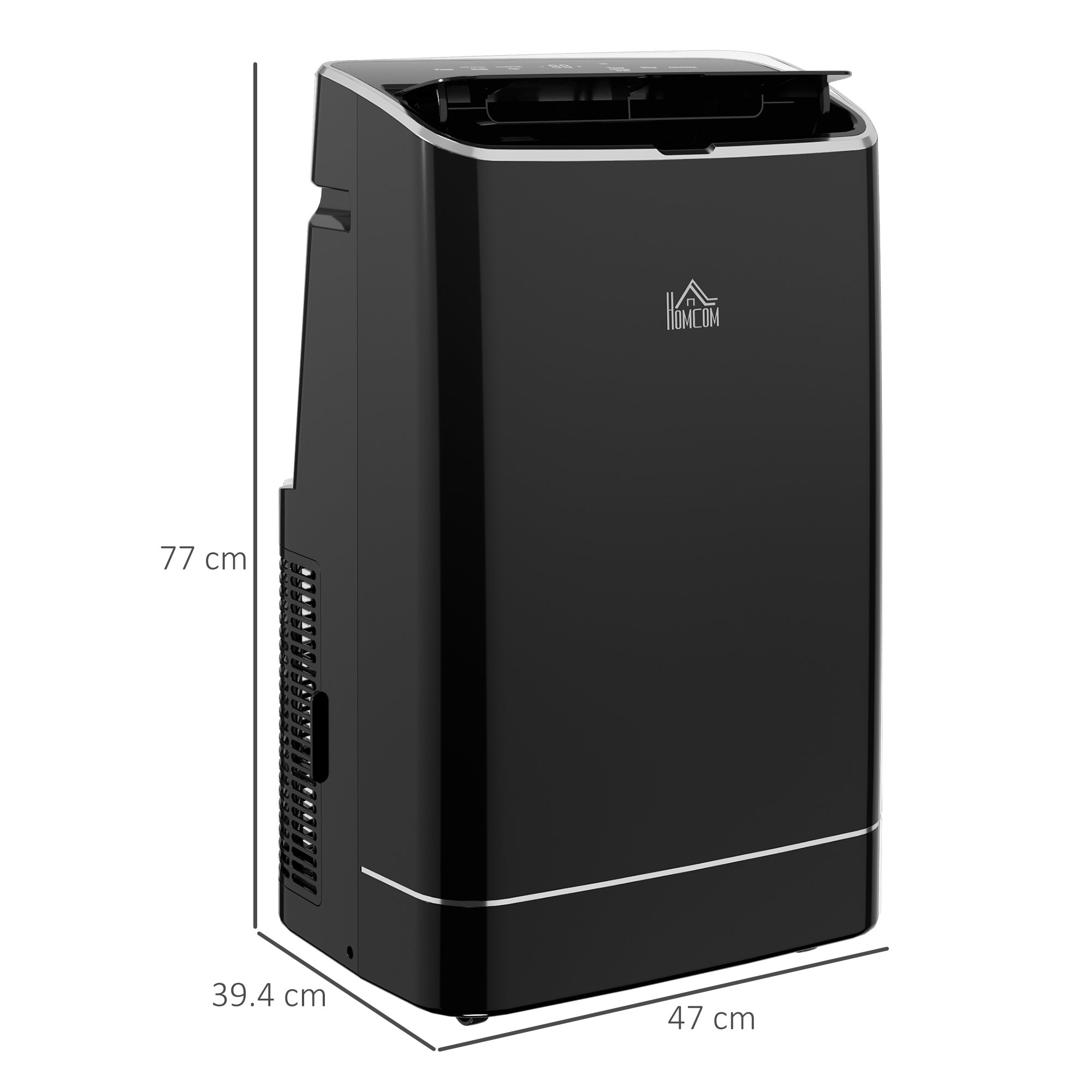 HOMCOM 14000 BTU Mobile Air Conditioner, 35m\'c2\'b2, Smart Home WiFi, with Dehumidifier, Fan, 24H Timer, Window Kit, Black