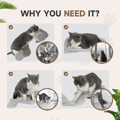 PawHut 4-Piece Cat Wall Shelves with Steps, Ladder, Jumping Platforms, Light Grey 