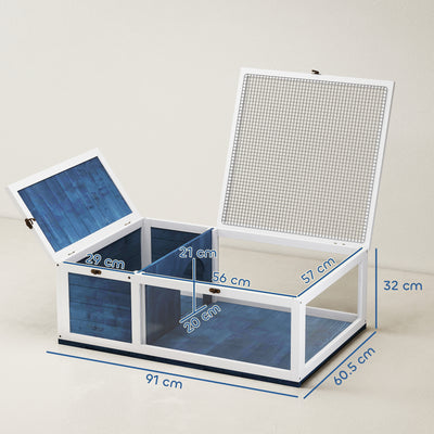 PawHut Tortoise House, Small Reptile Wooden House, with Mesh Roofs, Side Panels, for Turtles, Lizards, Geckos and Snakes