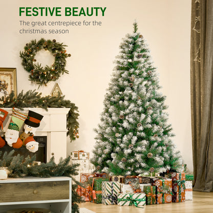 HOMCOM 6FT Artificial Christmas Tree with Pine Cones, Holiday Home Xmas Decoration Automatic Open, Green 