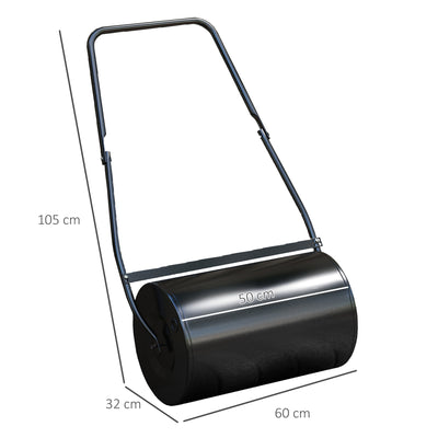DURHAND 38L Heavy Duty Water or Sand Filled Garden Steel Lawn Roller Drum Φ50cm Black 