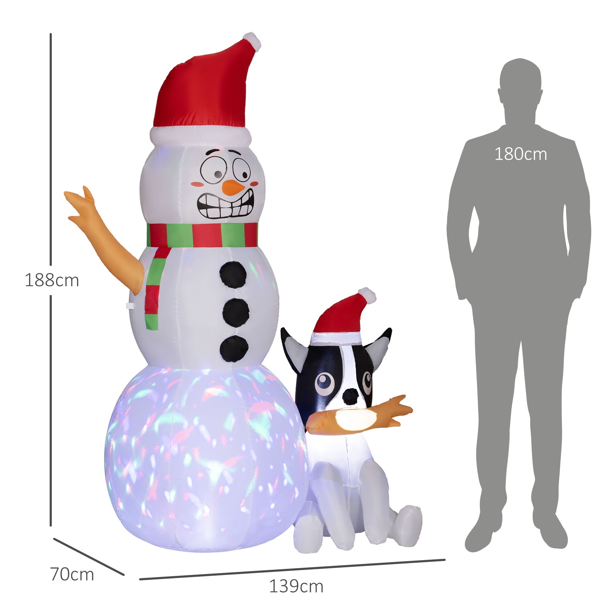 Outsunny 6.2ft Inflatable Santa with Dog Decoration 