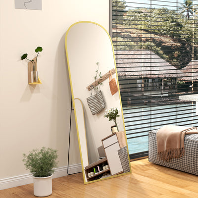 HOMCOM 165cm Aluminium Frame Standing Mirror - Gold 