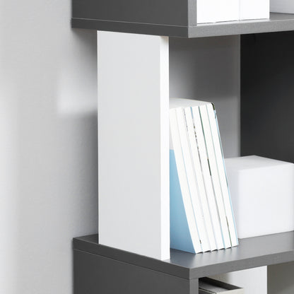 HOMCOM Modern 5-Tier Bookshelf, Freestanding Bookcase Storage Shelving for Living Room Home Office Study, White and Dark Grey 