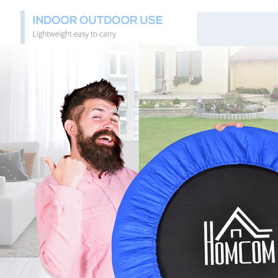HOMCOM Φ91 Mini Fitness Trampoline Home Gym Yoga Exercise Rebounder Indoor Outdoor Jumper with Safety Pad, Support Up to 100 KG, Blue and Black 
