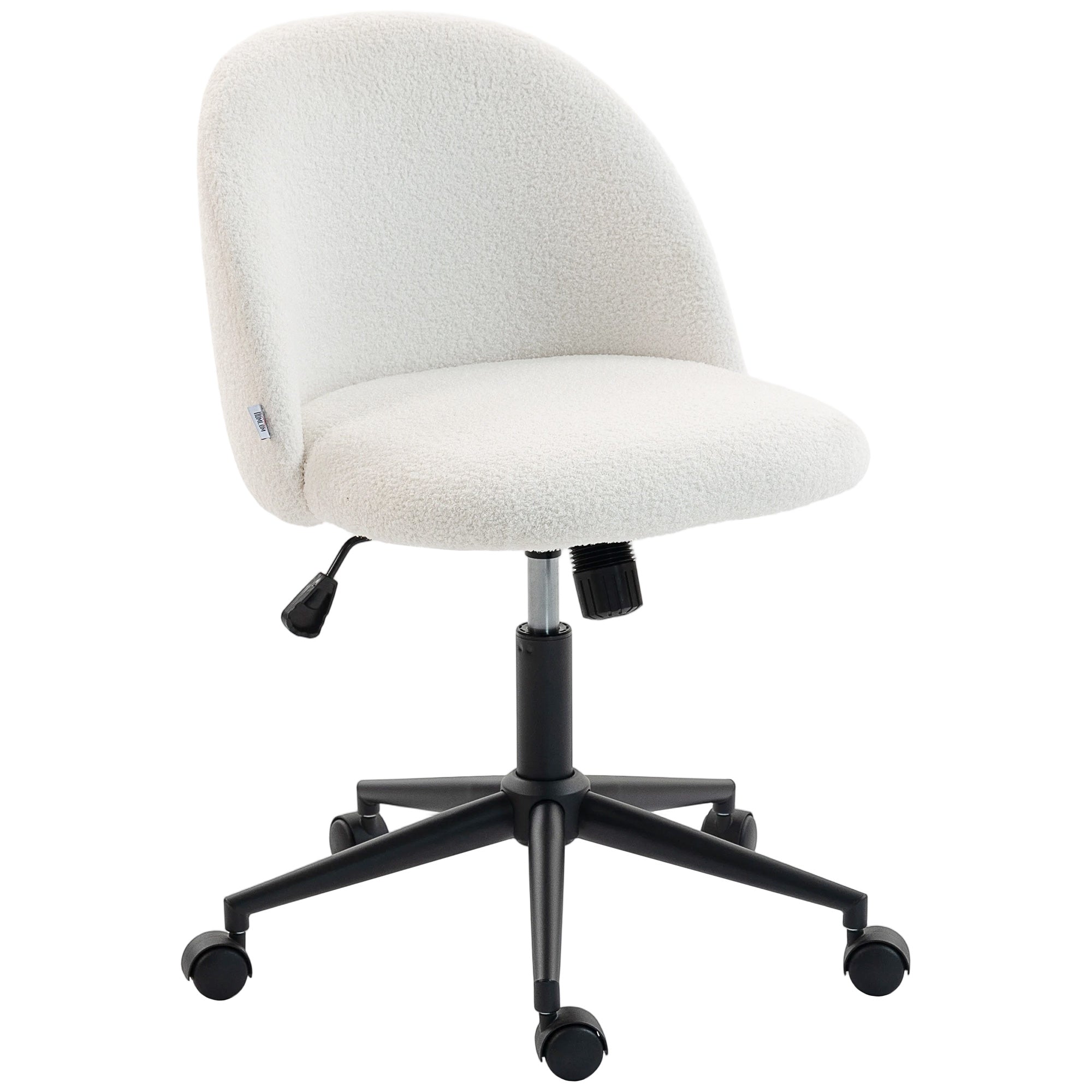 HOMCOM Teddy Fleece Office Chair with Wheels - Cream White 