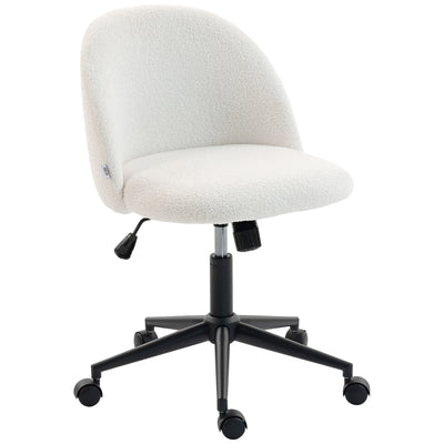 HOMCOM Teddy Fleece Office Chair with Wheels - Cream White 