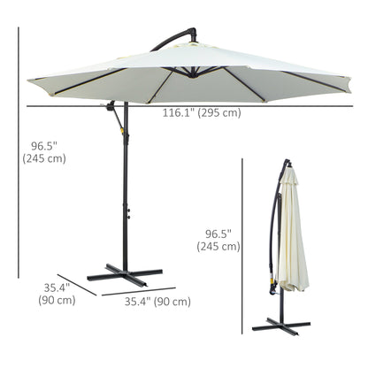 Outsunny 3M Banana Umbrella Parasol-Cream White 