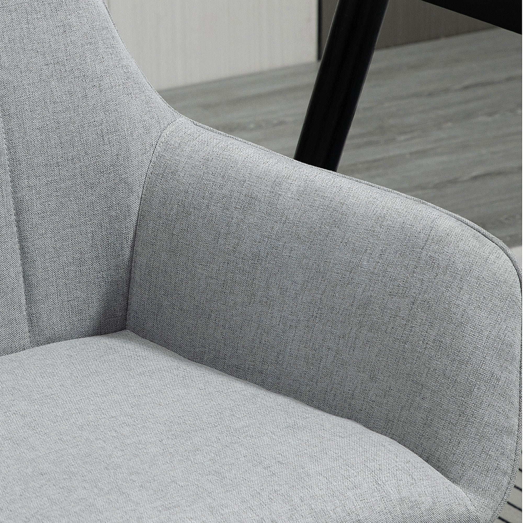 HOMCOM Dining Chairs Upholstered Linen Fabric Accent Chairs with Metal Legs, Set of 2, Light Grey 