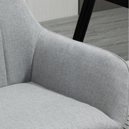 HOMCOM Dining Chairs Upholstered Linen Fabric Accent Chairs with Metal Legs, Set of 2, Light Grey 
